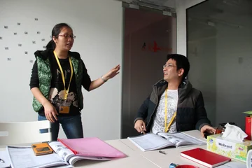 Marvin teaching a group of students in China